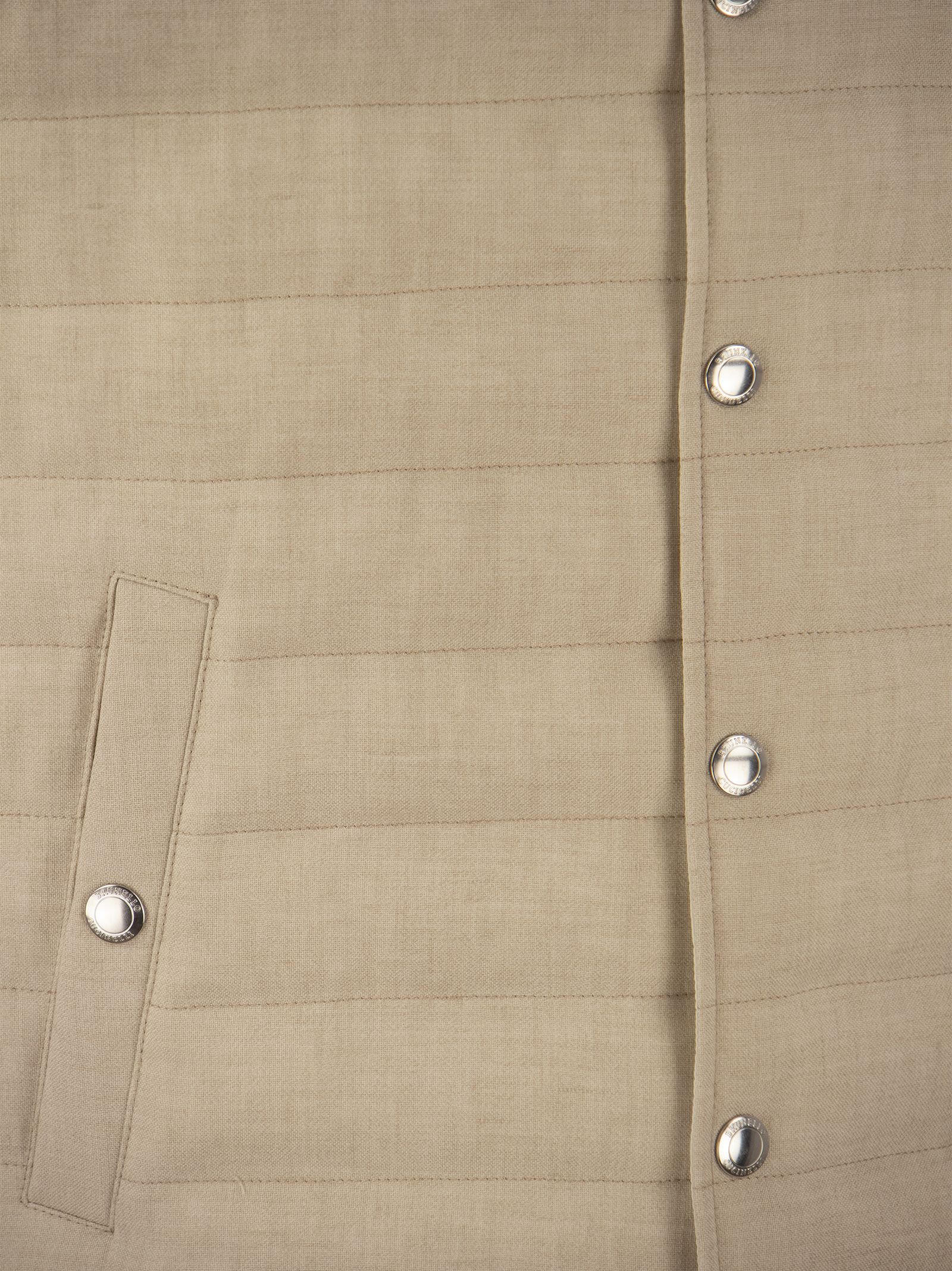 Lightweight Sleeveless Down Jacket In Linen And Wool Canvas
