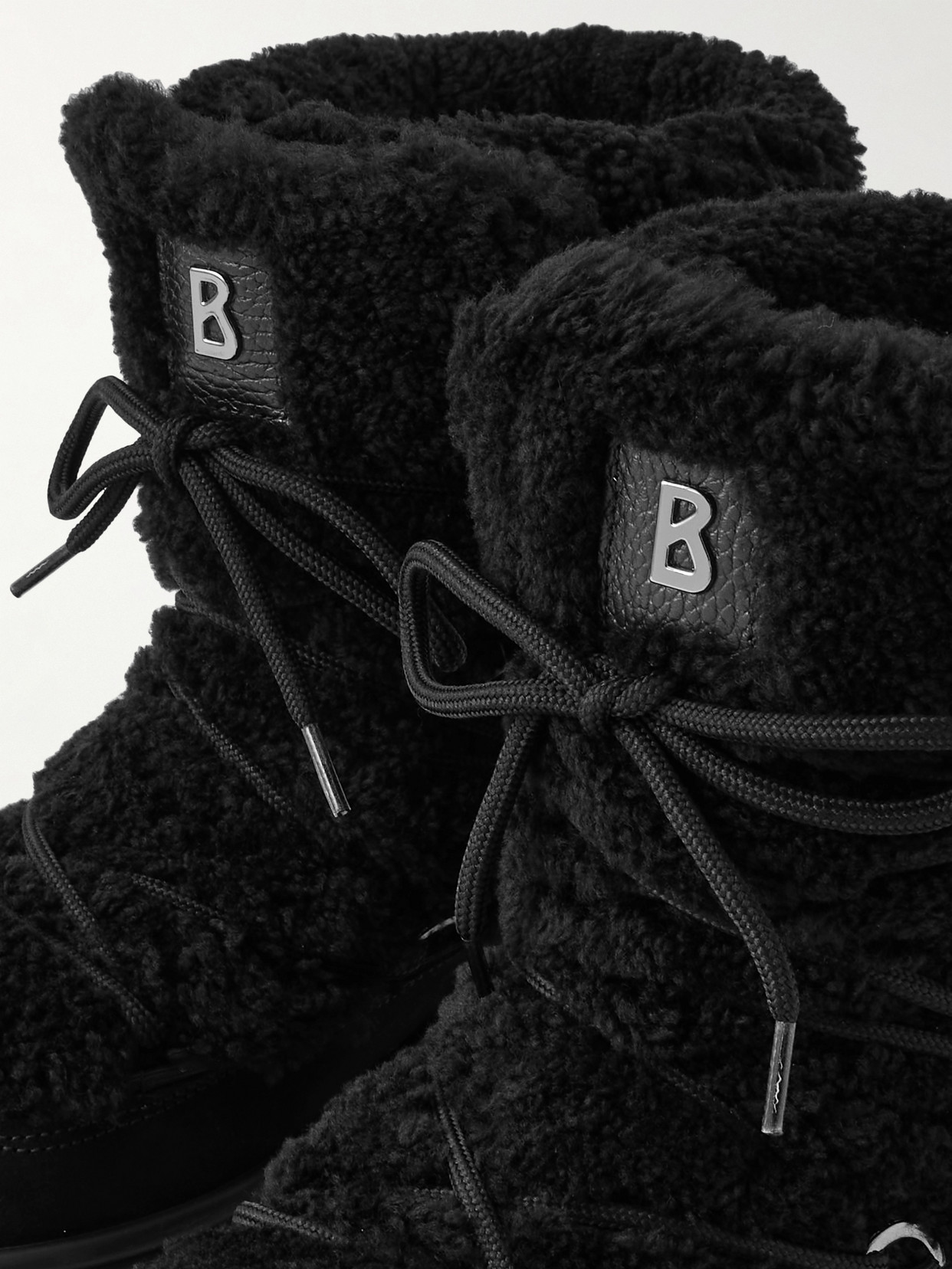 Chamonix Shearling, Textured-leather And Suede Snow Boots - Black