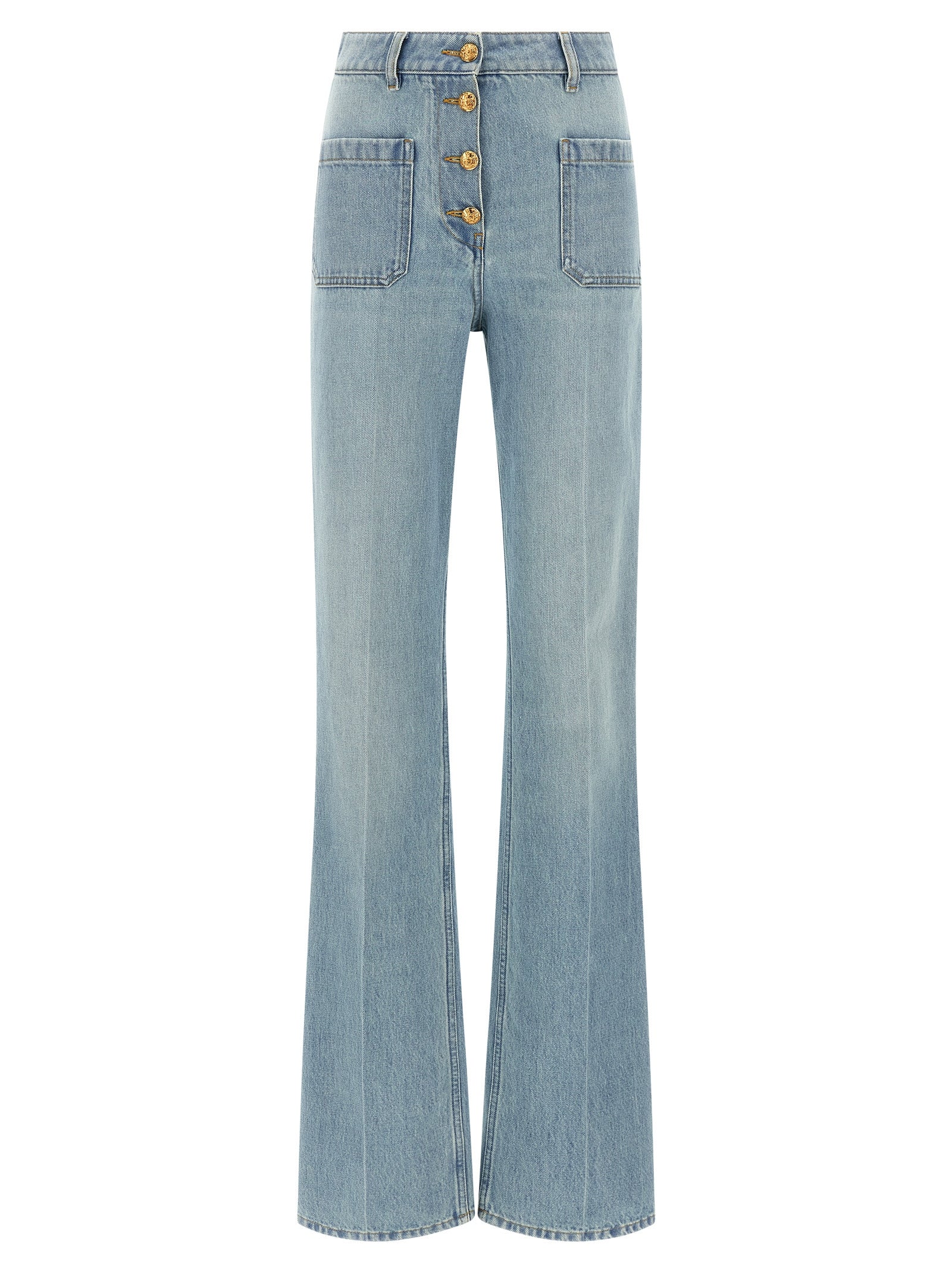 High-Waisted Straight-Leg Jeans — Blue