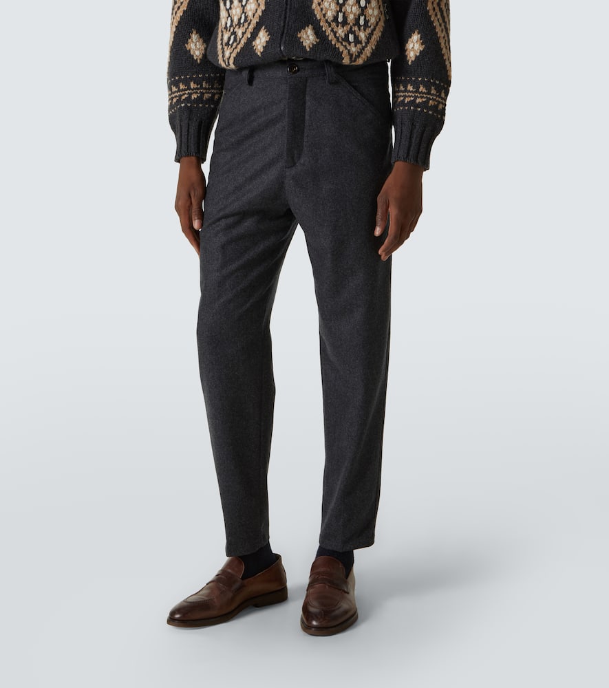 Pleated virgin wool straight pants