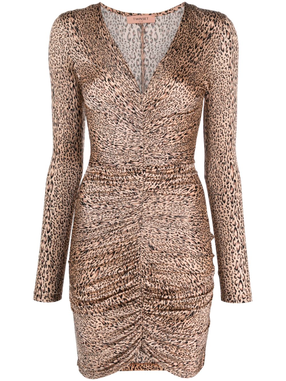 Leopard-print ruched minidress - Brown