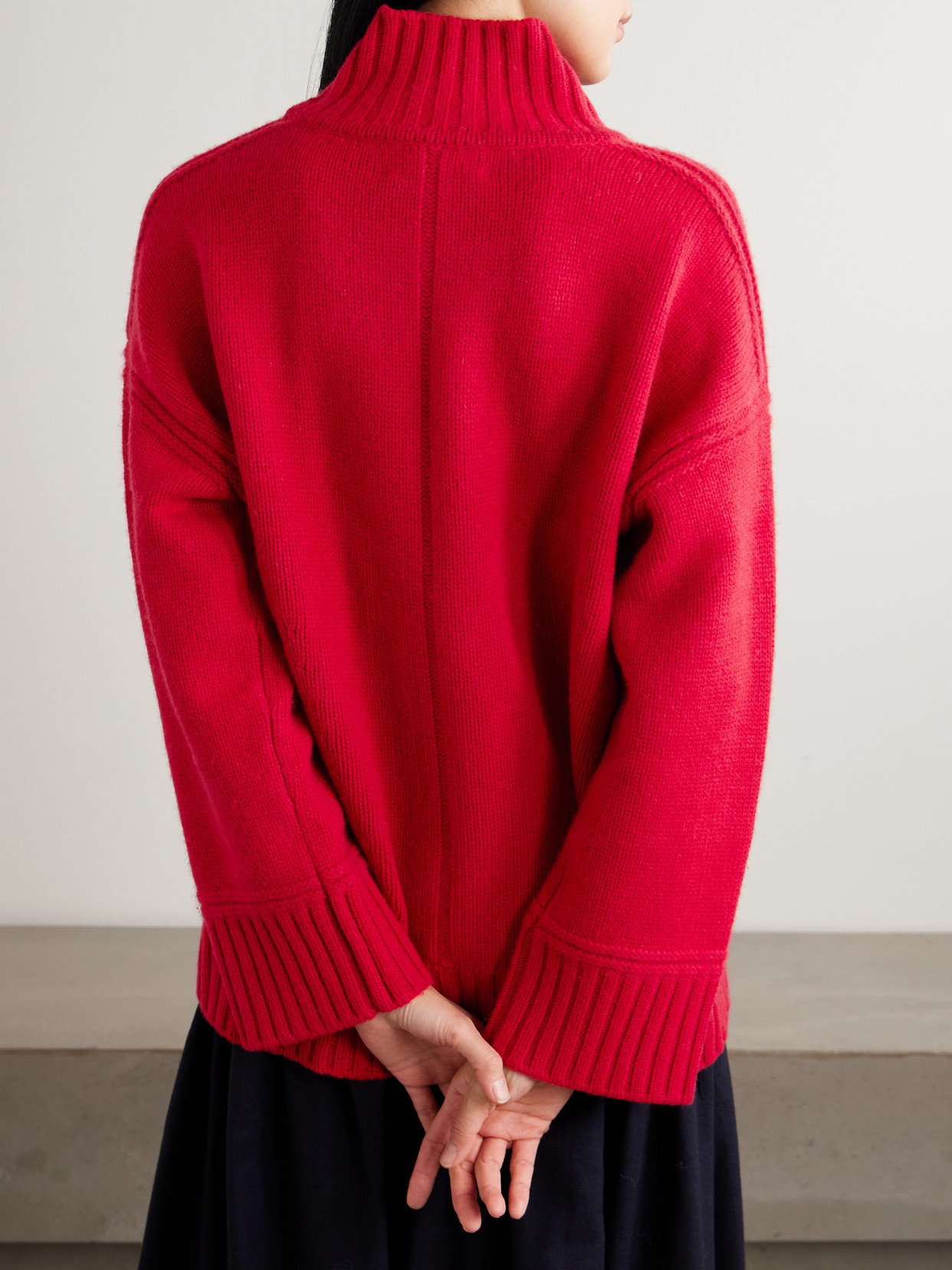 Archie Wool And Cashmere-blend Mock-neck Sweater - Red