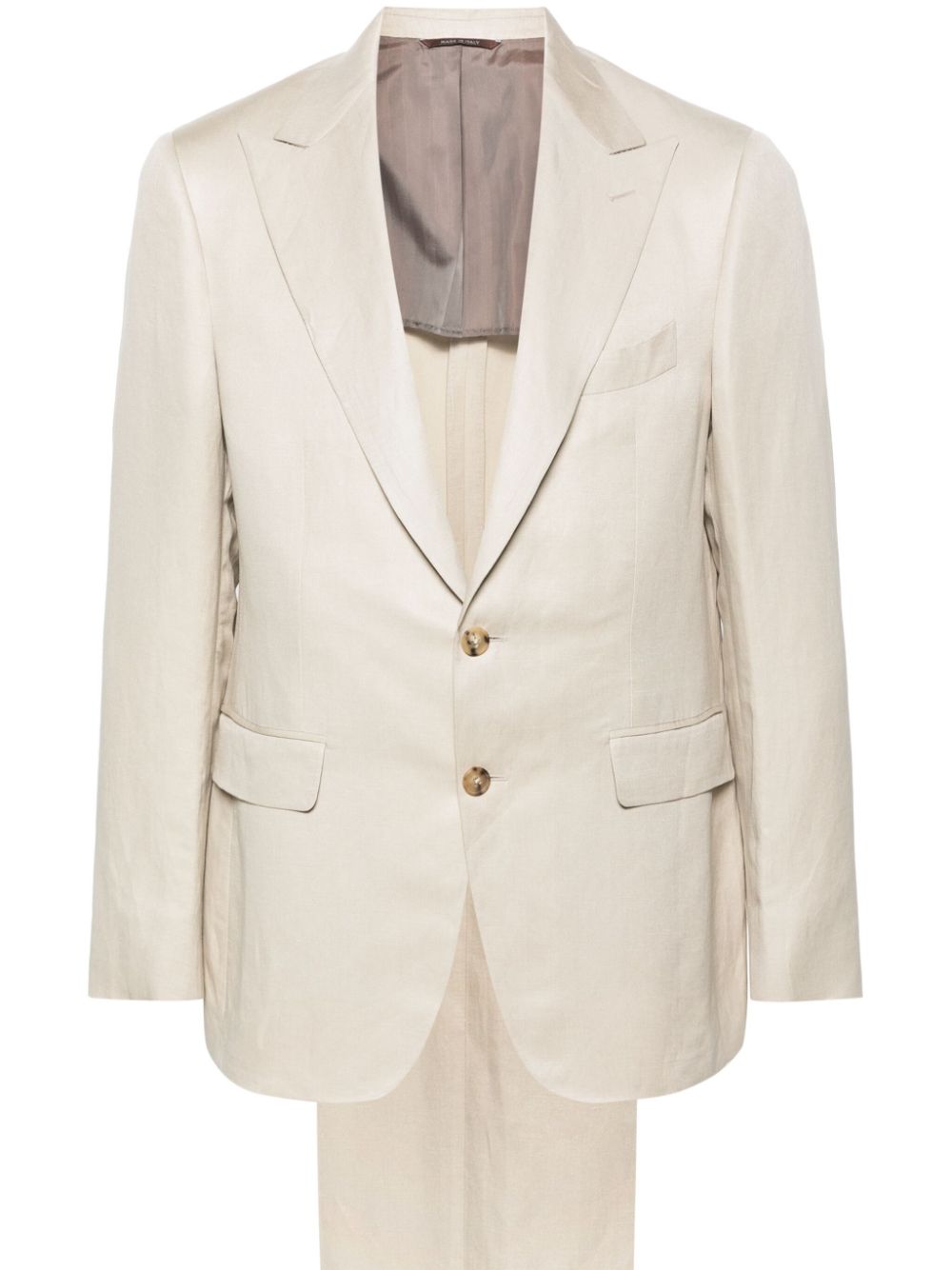 Single-breasted linen-blend suit - Neutrals