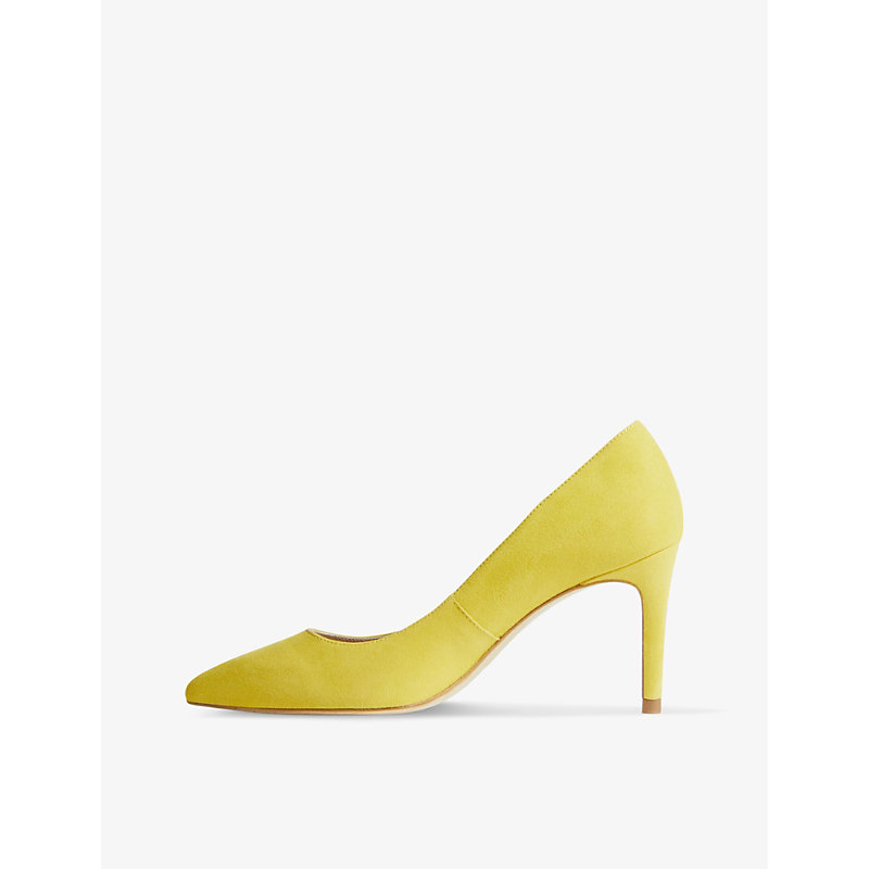 Womens Yel-yellow Floret Heeled Suede Court Shoes