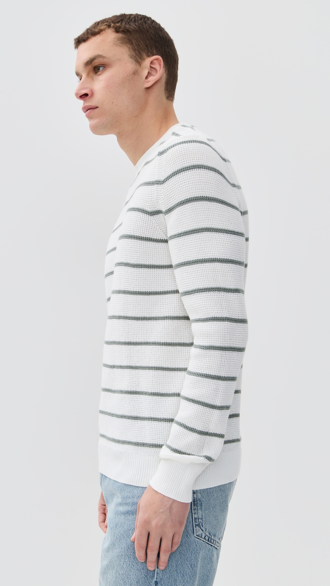 Sunwashed Crewneck Sweater White Sage Stripe