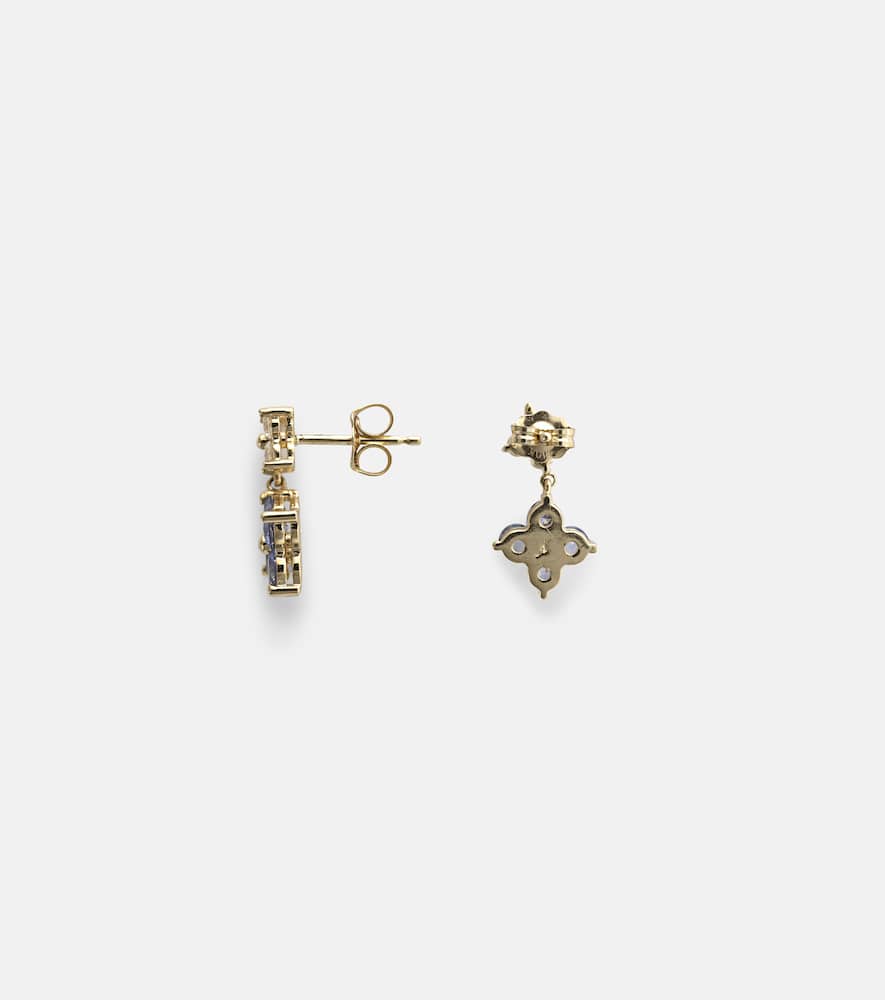 Luckiest Clover 10kt gold earrings with sapphire and diamond