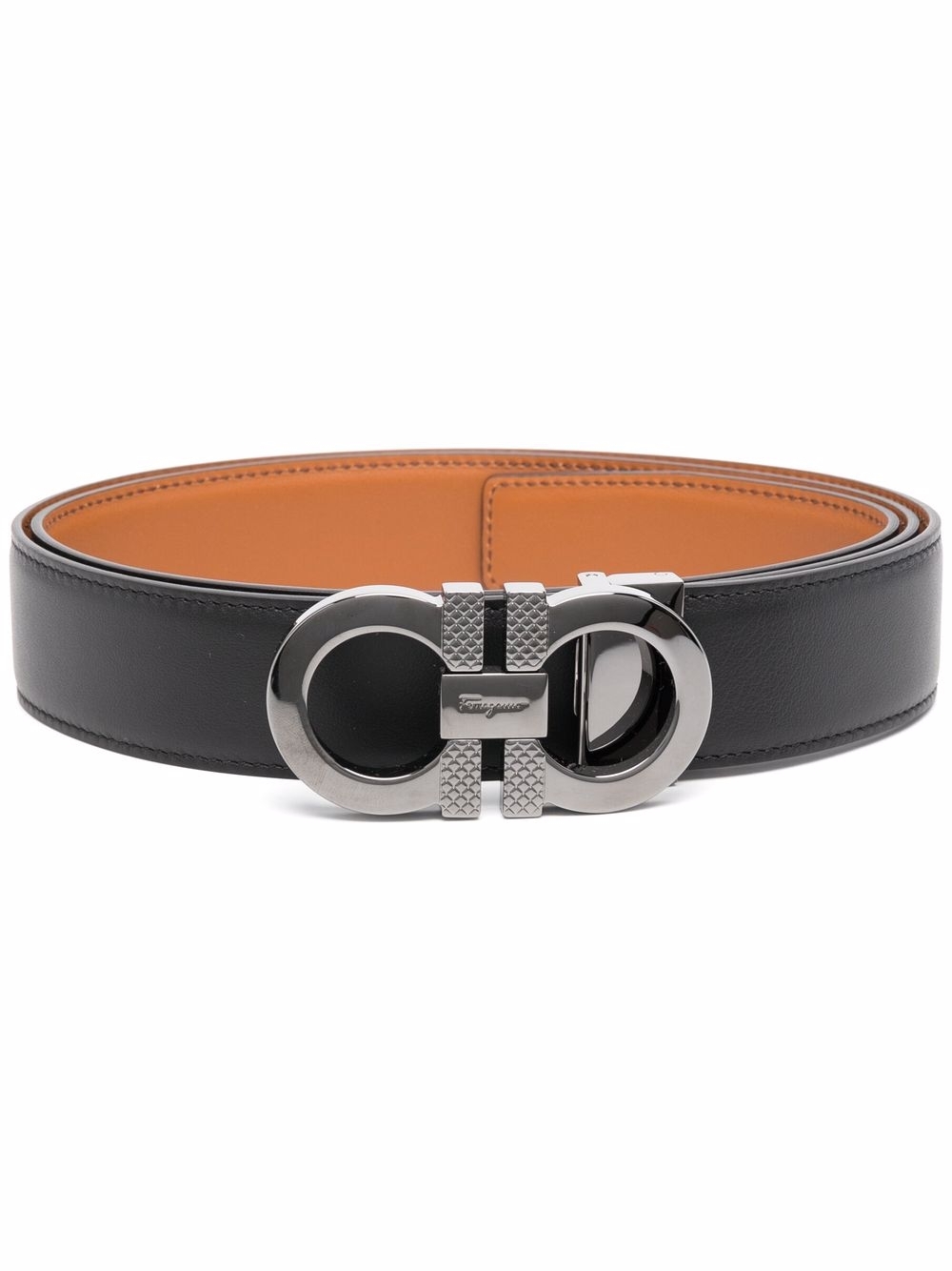 Reversible Gancini belt - Black