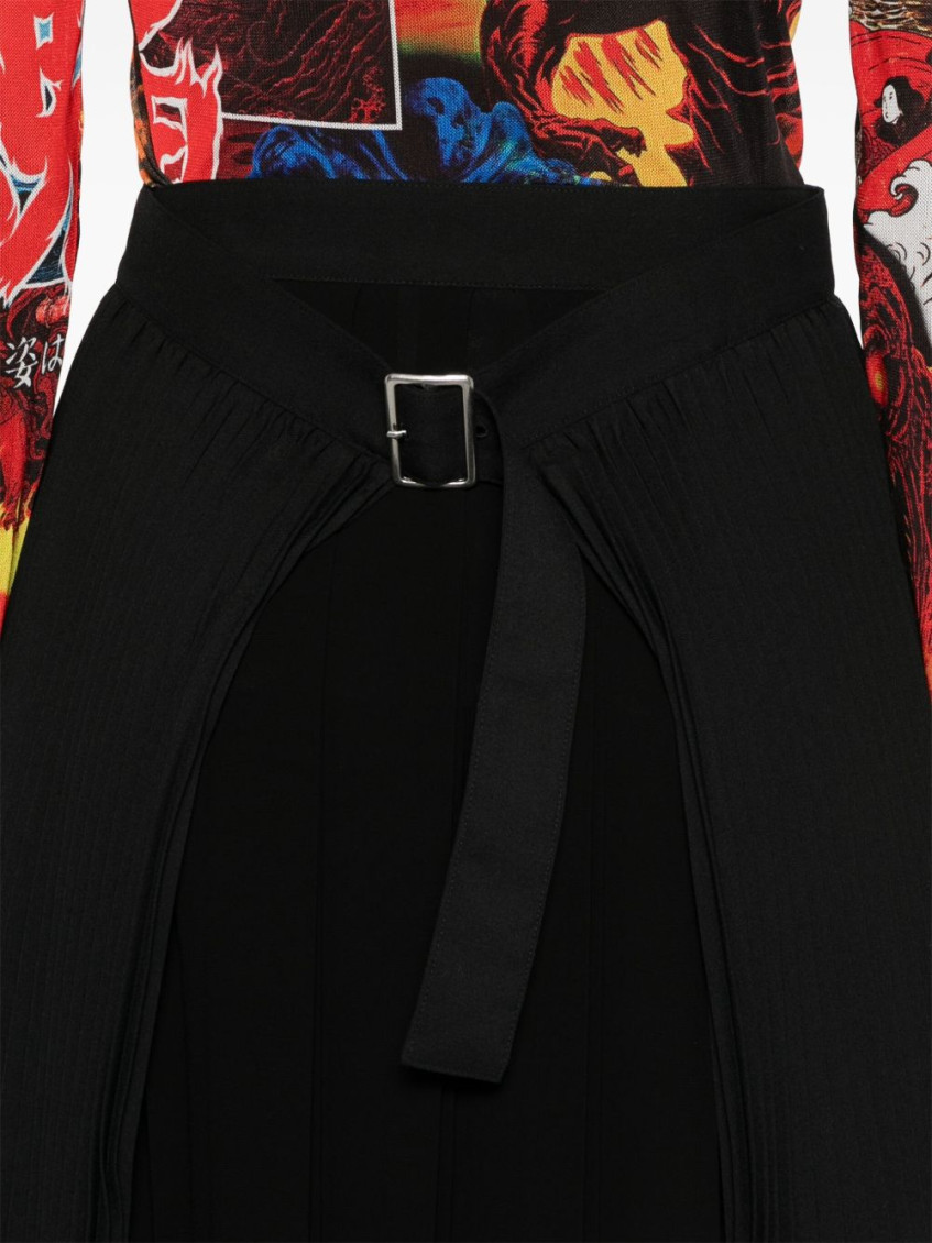 Black Pleated Midi Skirt