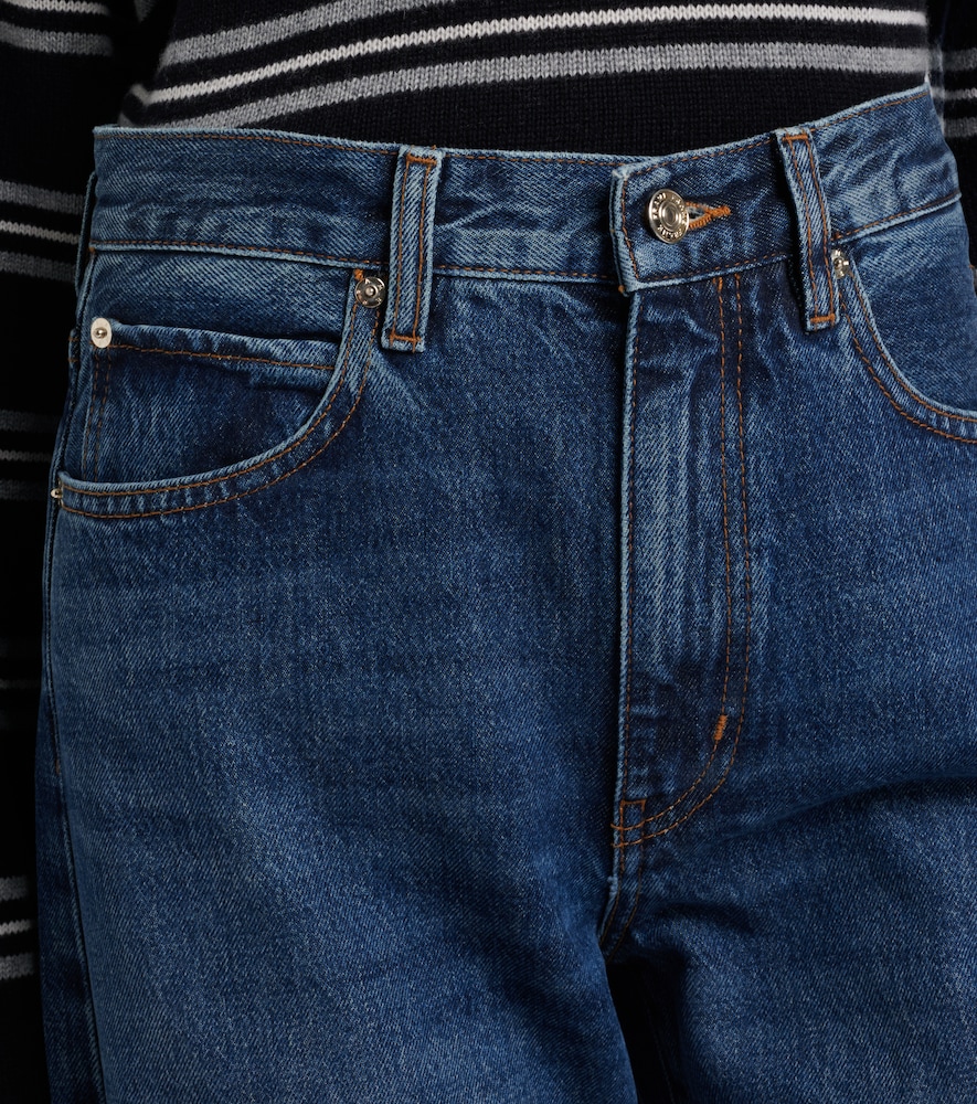 Bow frayed barrel-leg jeans