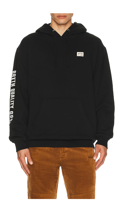 Brixton Woodburn Label Hoodie in Black. XL/1X. Also in L