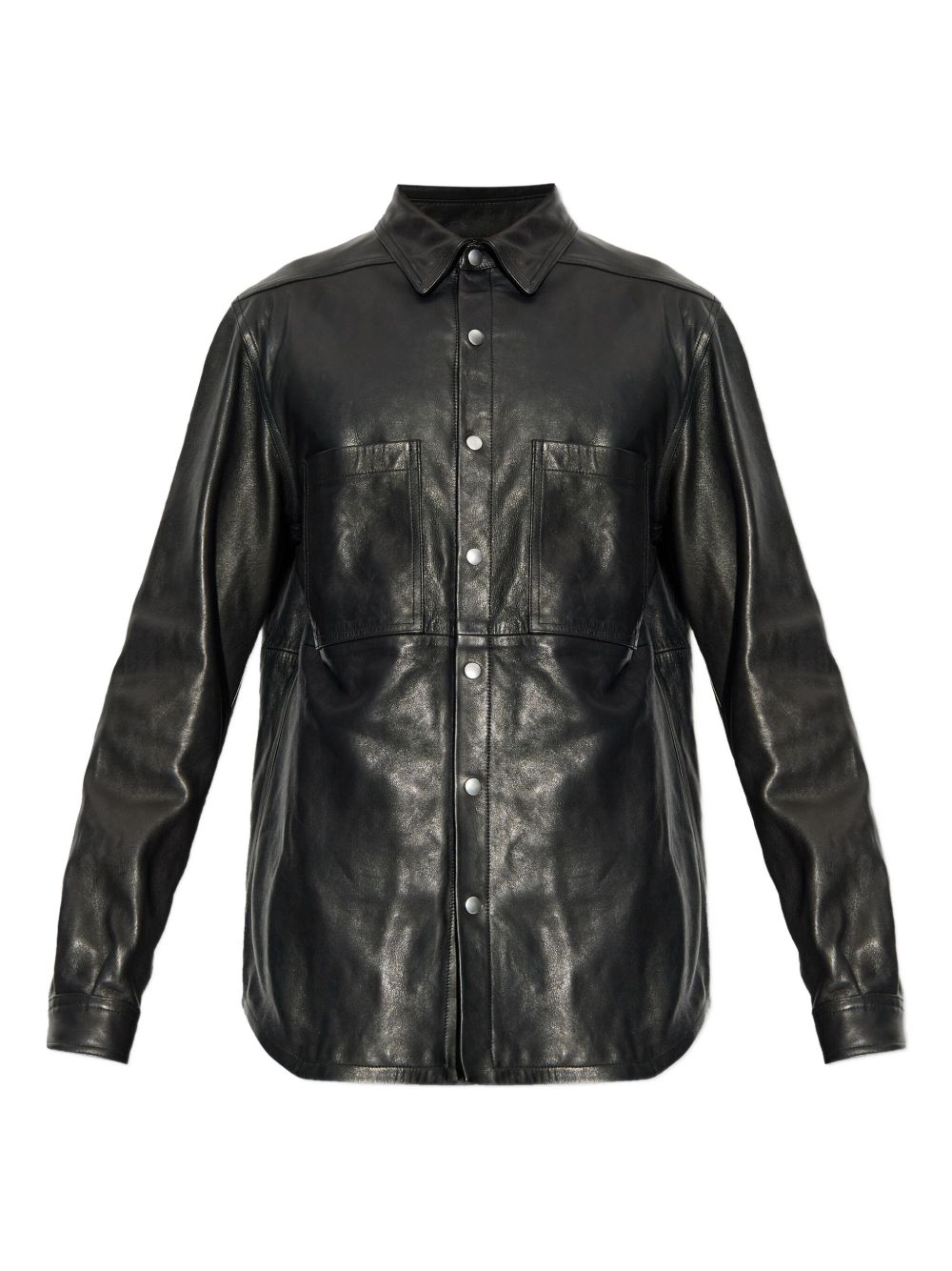 Button-fastening flap-pocket shirt - Black