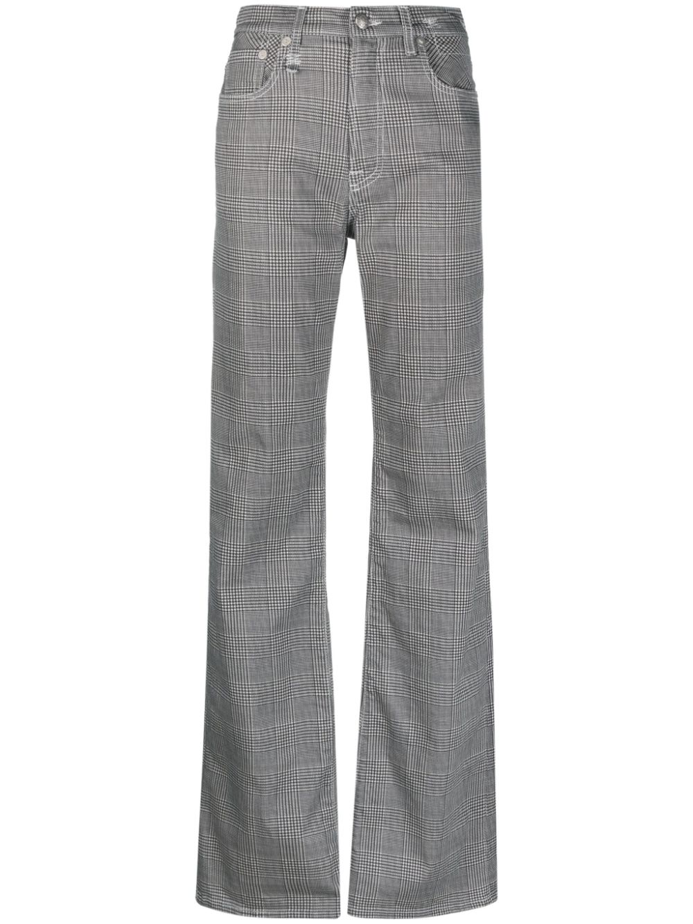 Jane Jean plaid straight-flared jeans - Black
