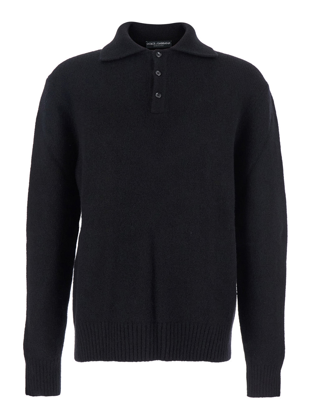 Wool Polo Collar Sweater — Black