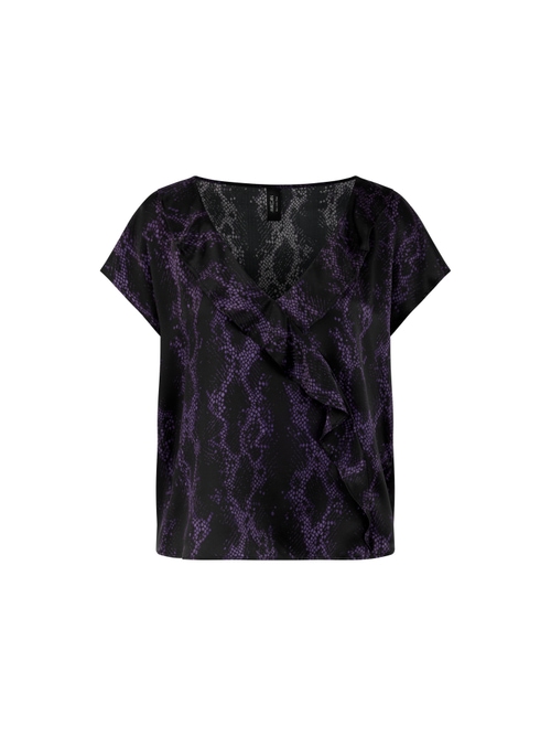 Marc Cain Silk top with snake print, black, 40 N