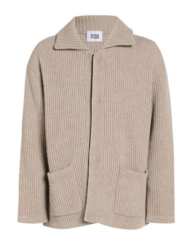 Man Cardigan Sand Size 40 Wool, Cashmere