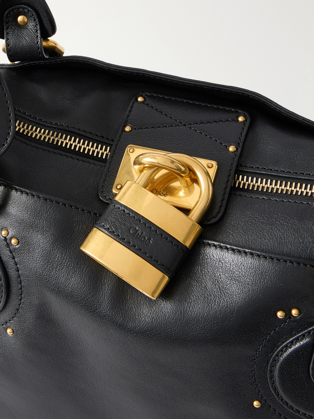 Paddington Large Locket-detail Leather Bag - Black
