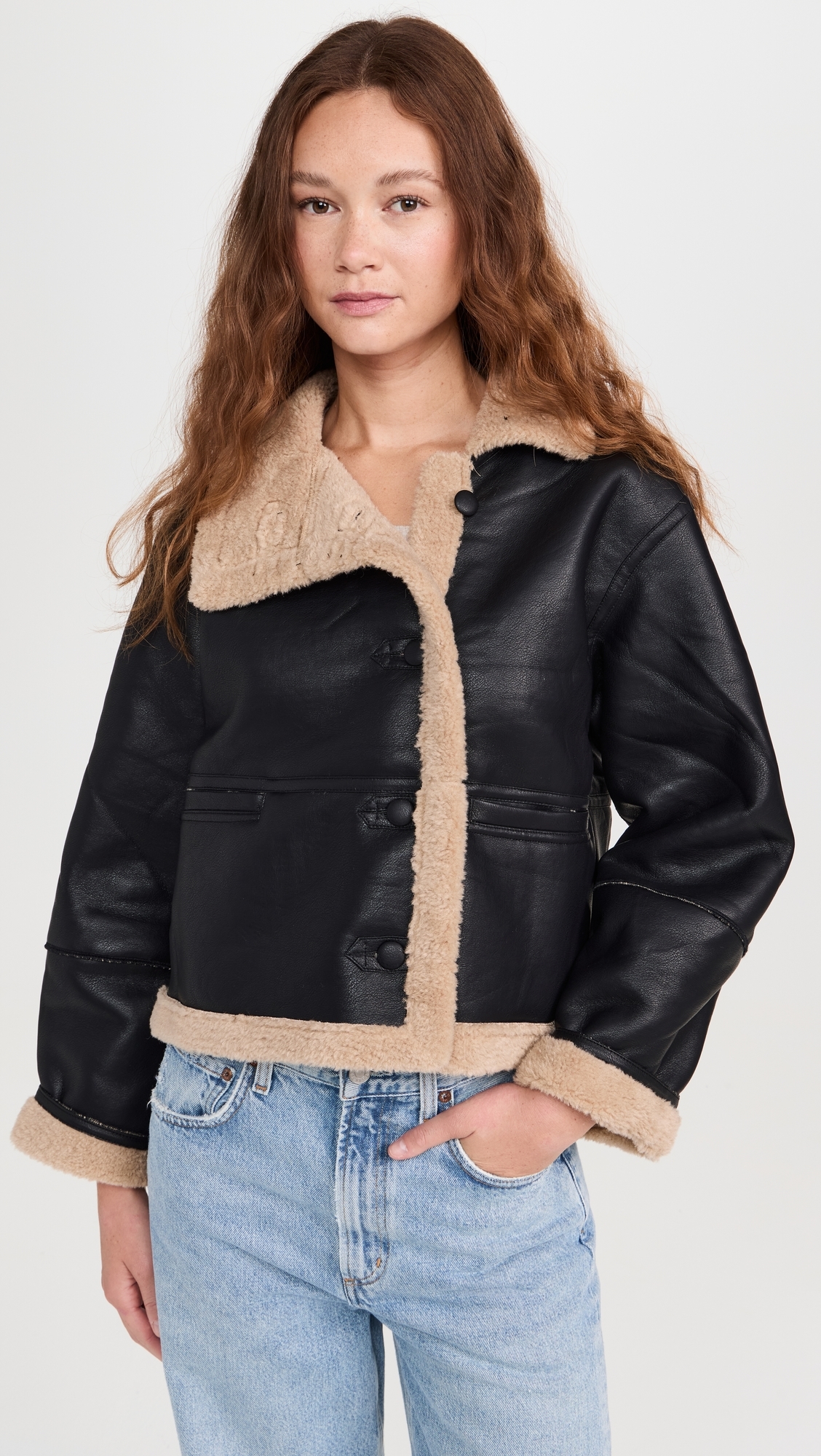 Black Faux Shearling Jacket Black