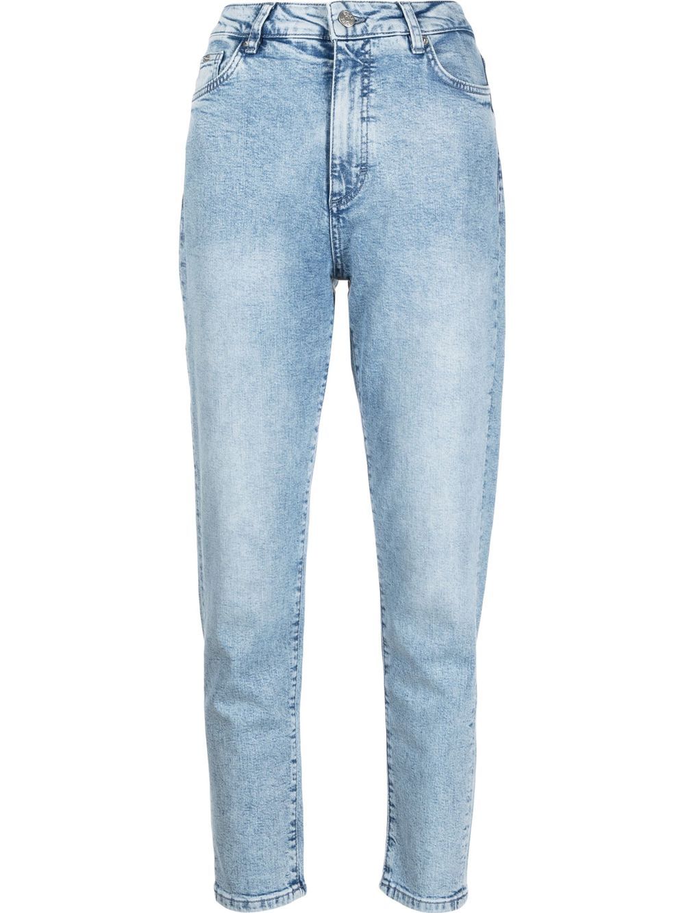 High-waisted cropped jeans - Blue