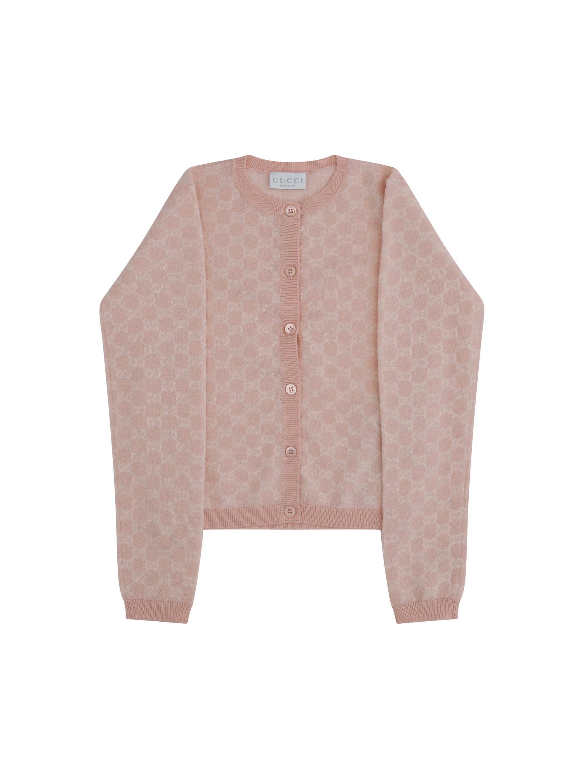 GG Motif Wool Cardigan — Pink