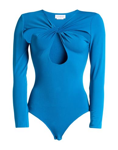 Woman Bodysuit Azure Size M Polyester, Elastane