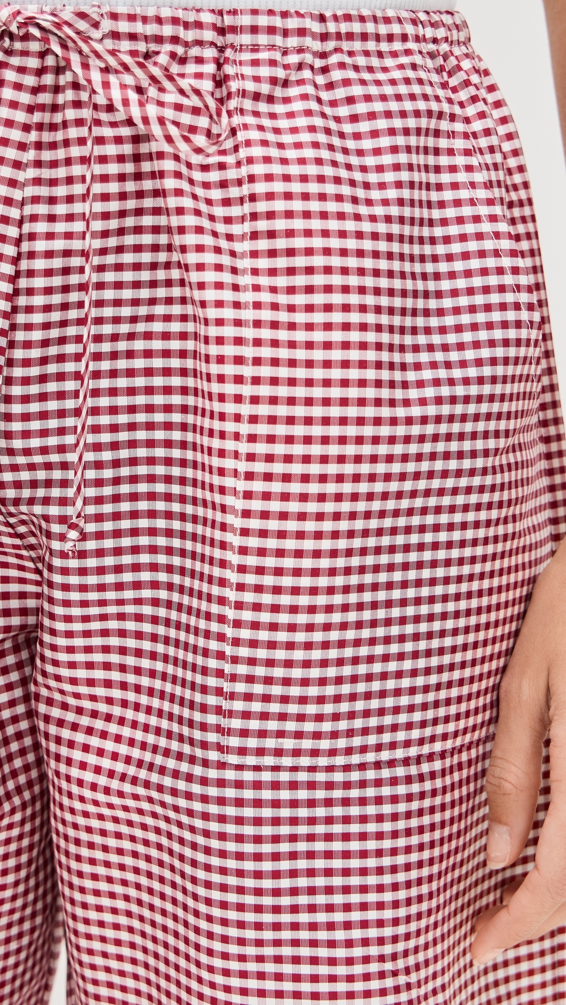 DONNI. The Taffeta Gingham Drawstring Cargo Pants Bell Pepper