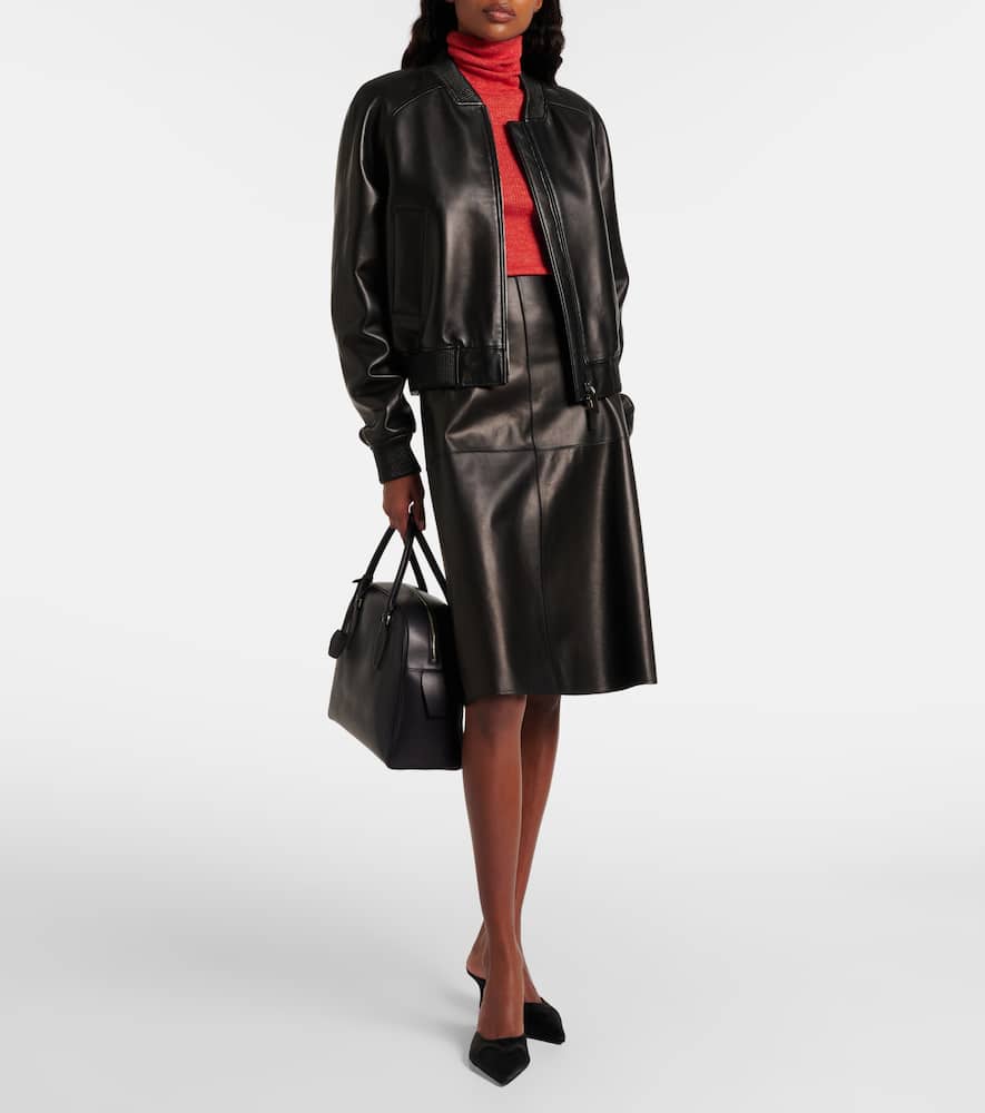 Niven leather midi skirt
