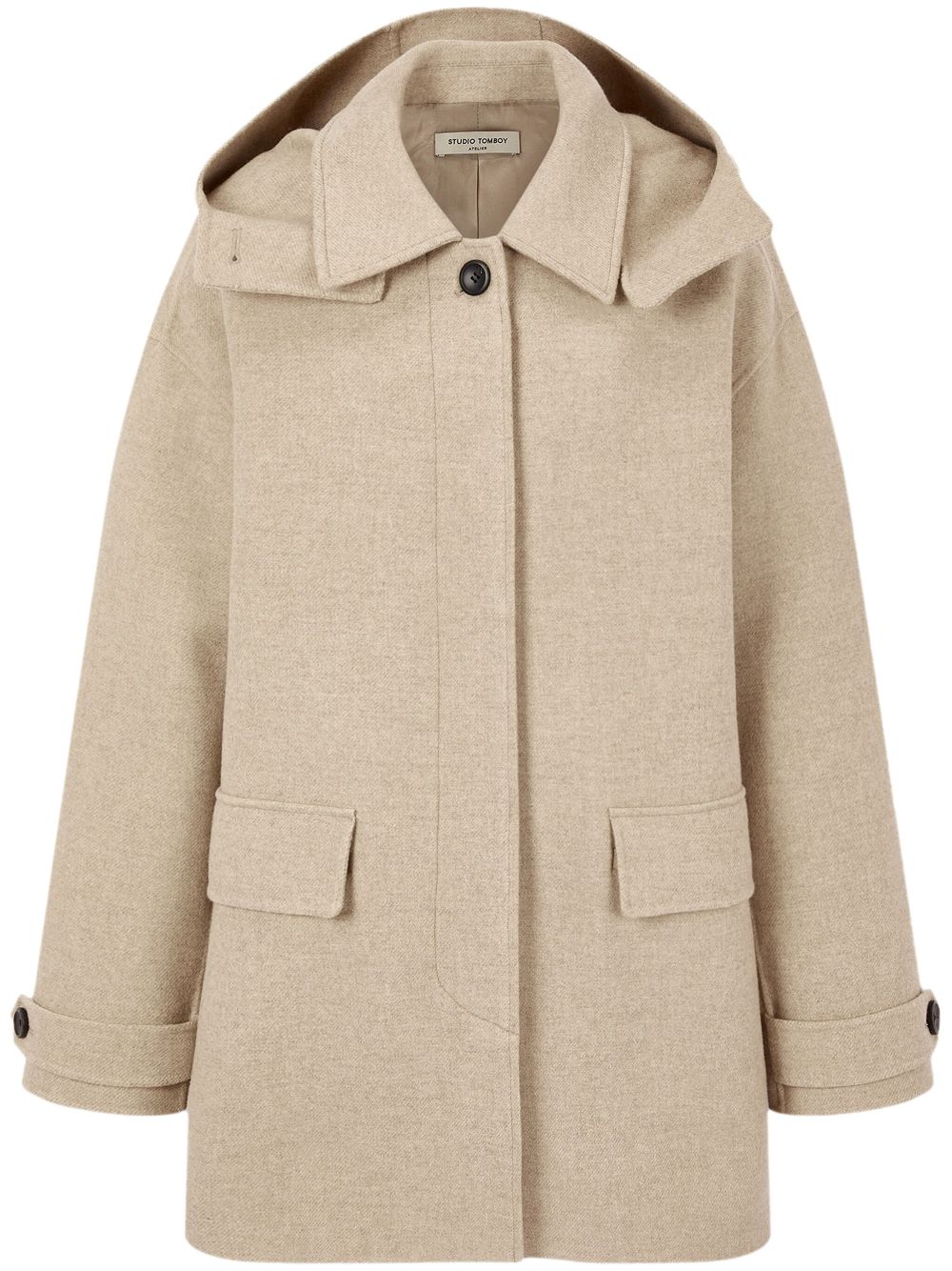 Detachable-hood coat - Green