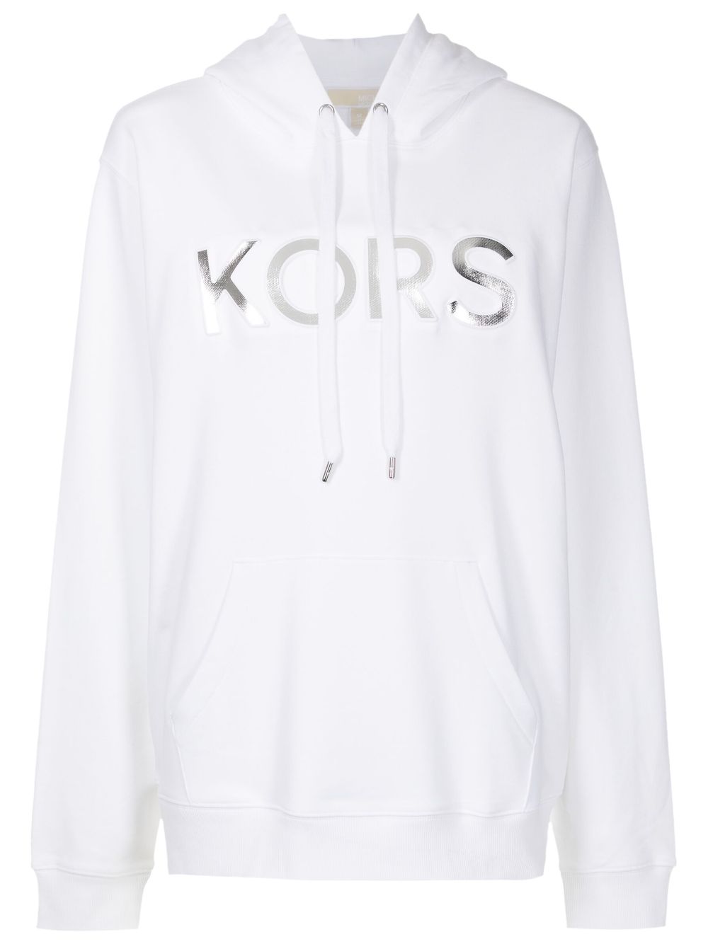 Oversized metallic-logo hoodie - White