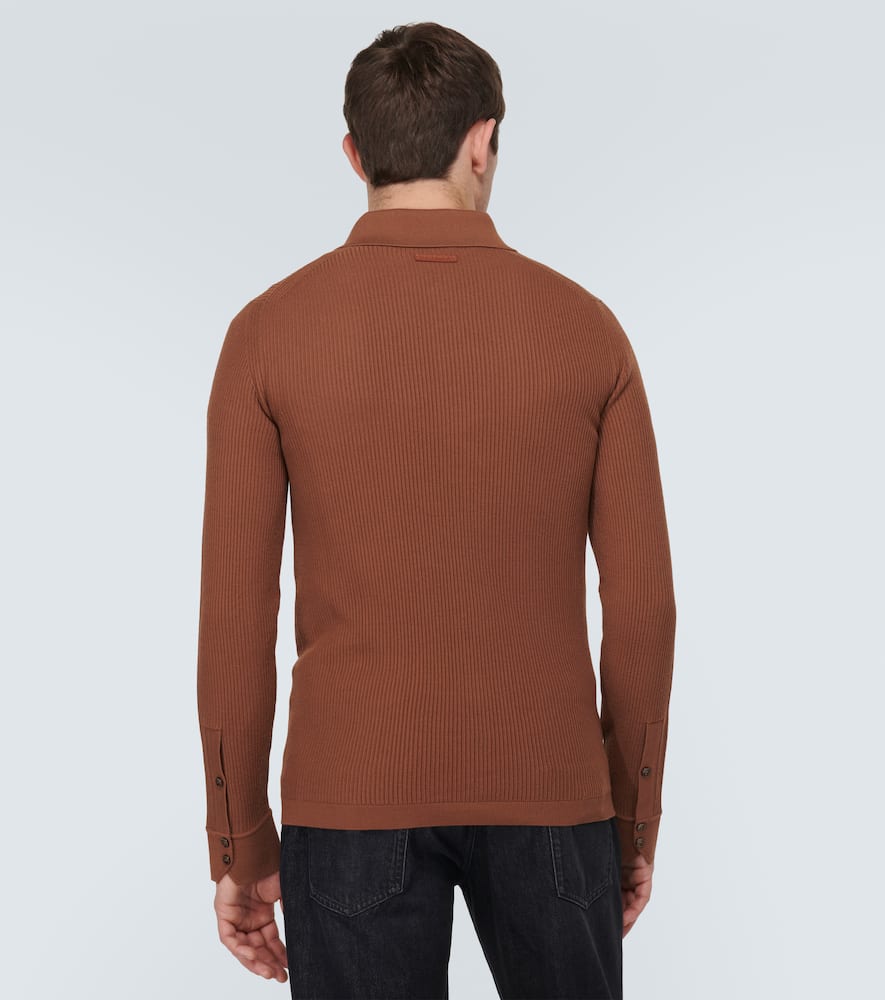 Wool-blend polo sweater