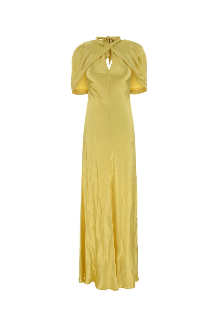 Yellow Satin Long Dress