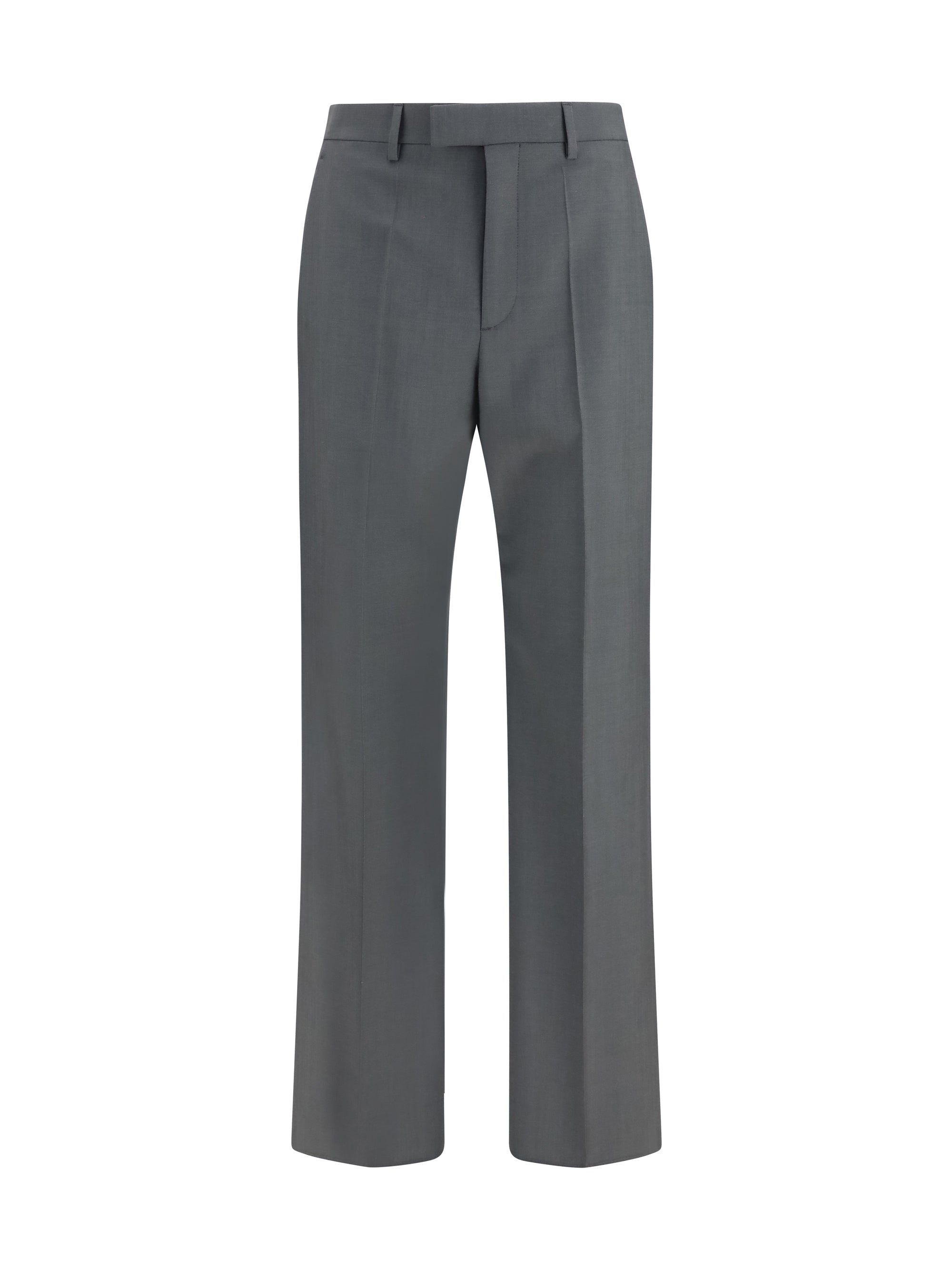 Wool and Mohair Tailored Trousers — Gray