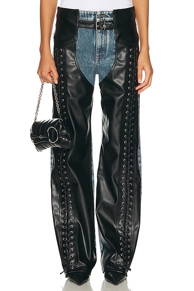 Stella McCartney Laced Denim Chap in Mid Blue - Blue, Black. 26 also