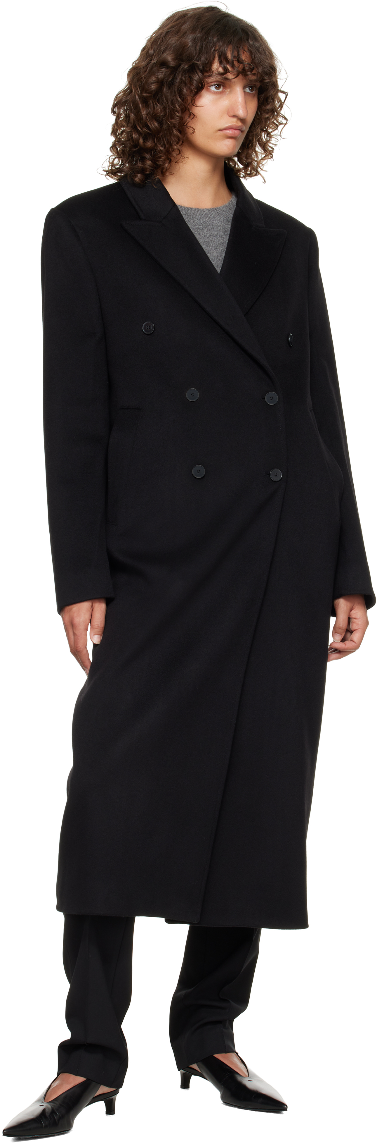 Black Rosco Double Breasted Long Coat