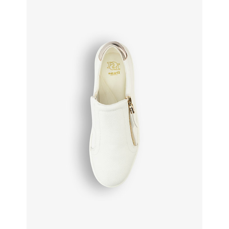 Womens White-leather Episodic Zip-embellished Flatform Leather Trainers