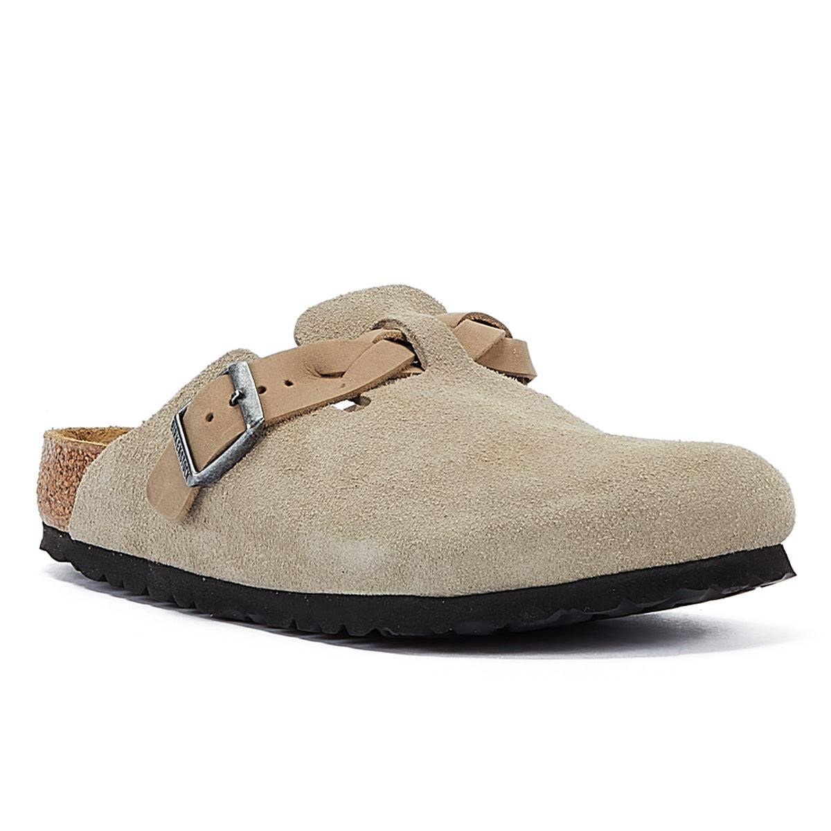 Birkenstock Boston Braided Taupe Suede Regular Clog