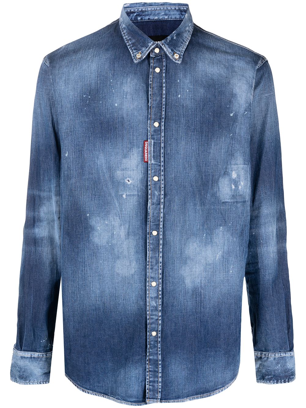 Distressed effect denim shirt - Blue