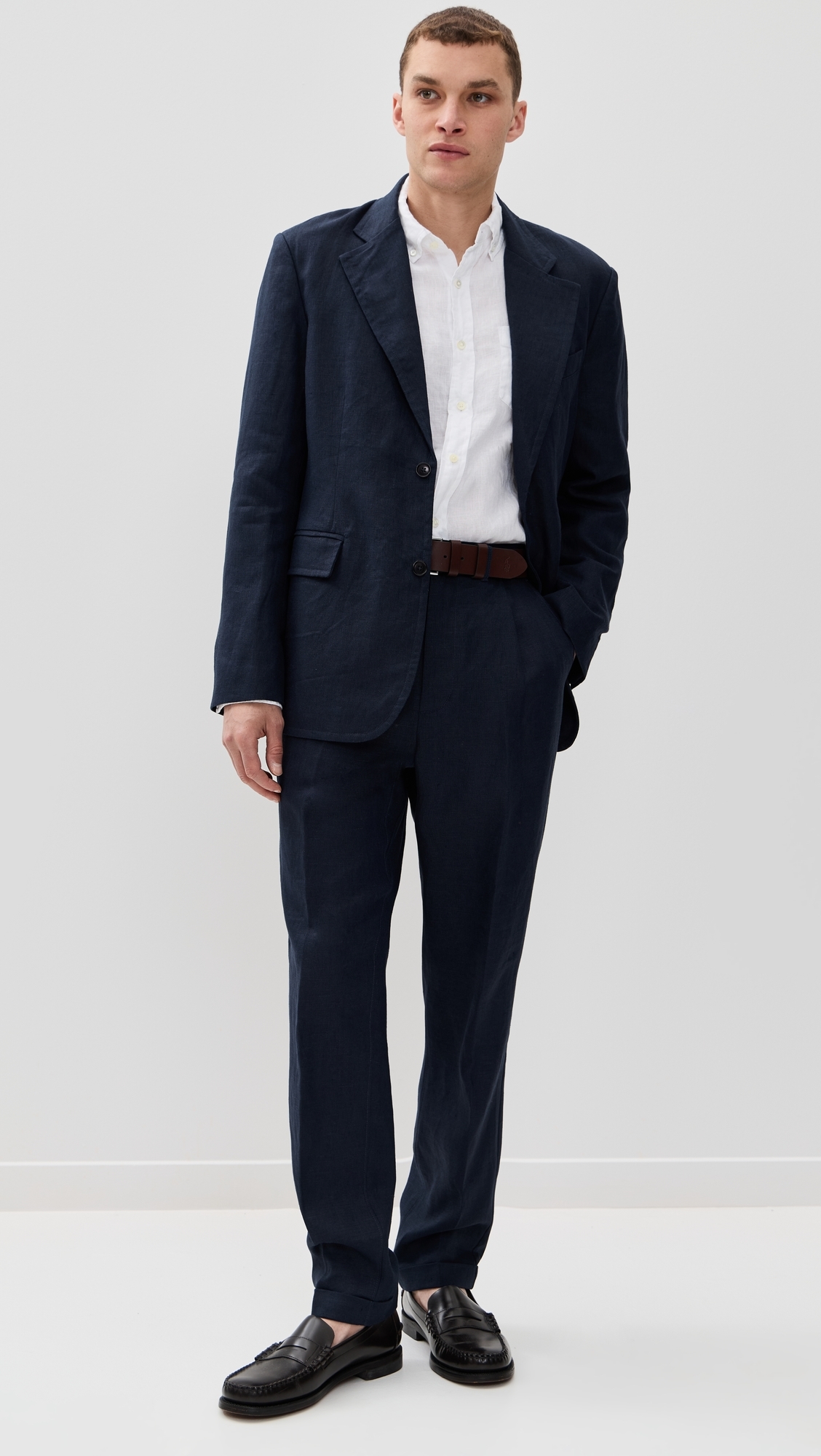 Alex Mill Standard Pleated Pants In Linen Navy