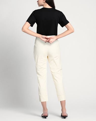 Woman Pants Cream Size 6 Cotton, Elastane