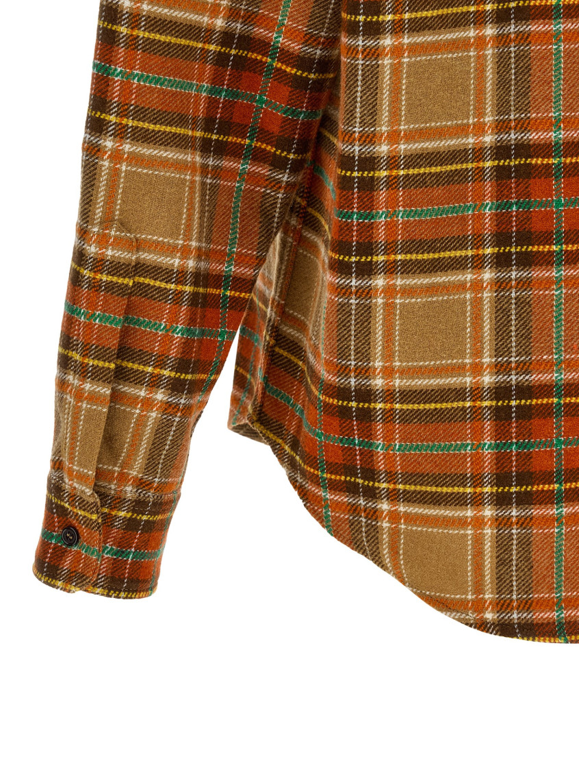 Orange Relaxed Plaid Shirt