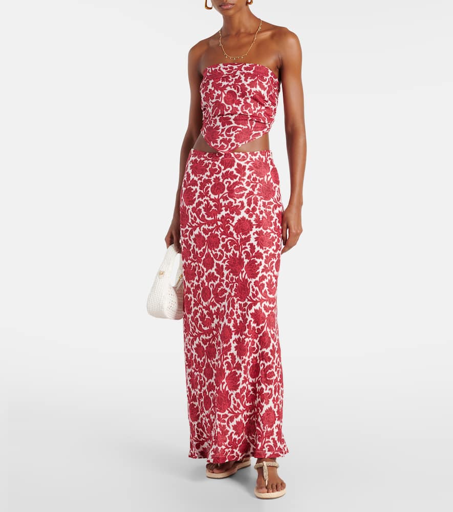 Faithfull Antibes printed linen maxi skirt