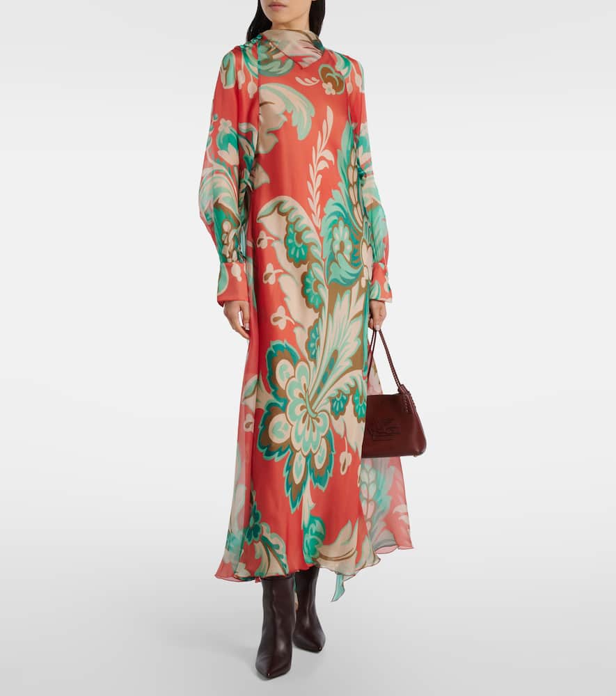 Printed silk maxi dress