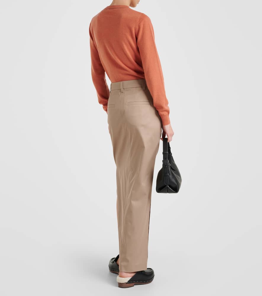 Pleated low-rise cotton-blend maxi skirt