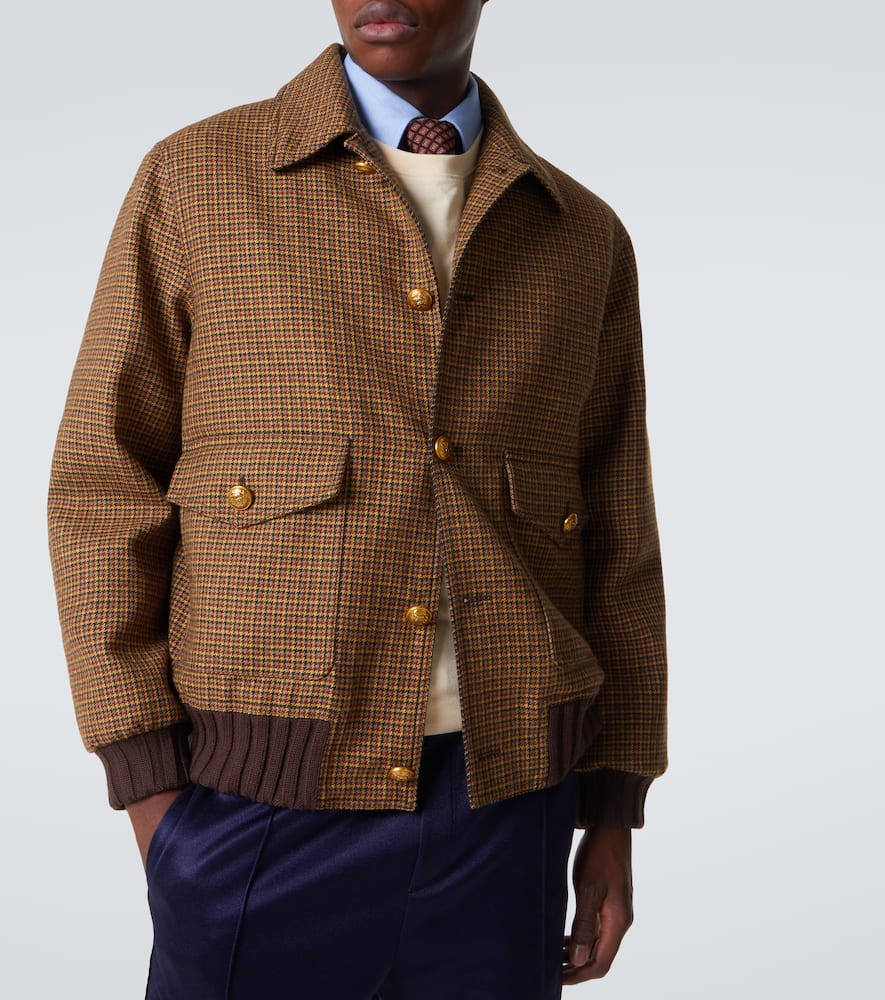 Houndstooth virgin wool bomber jacket