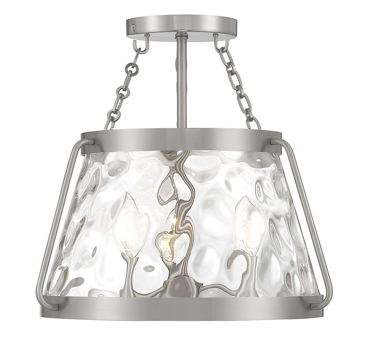 Satin Nickel Three Light Semi-Flush Mount from the Crawford Collection