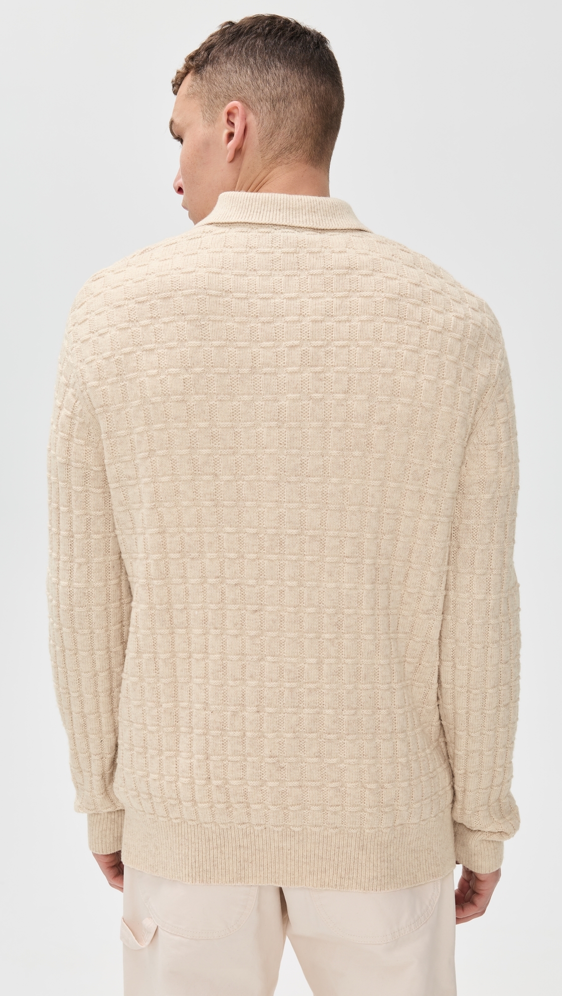 Gustav Squared Structure Polo Knit Light Sand Melange