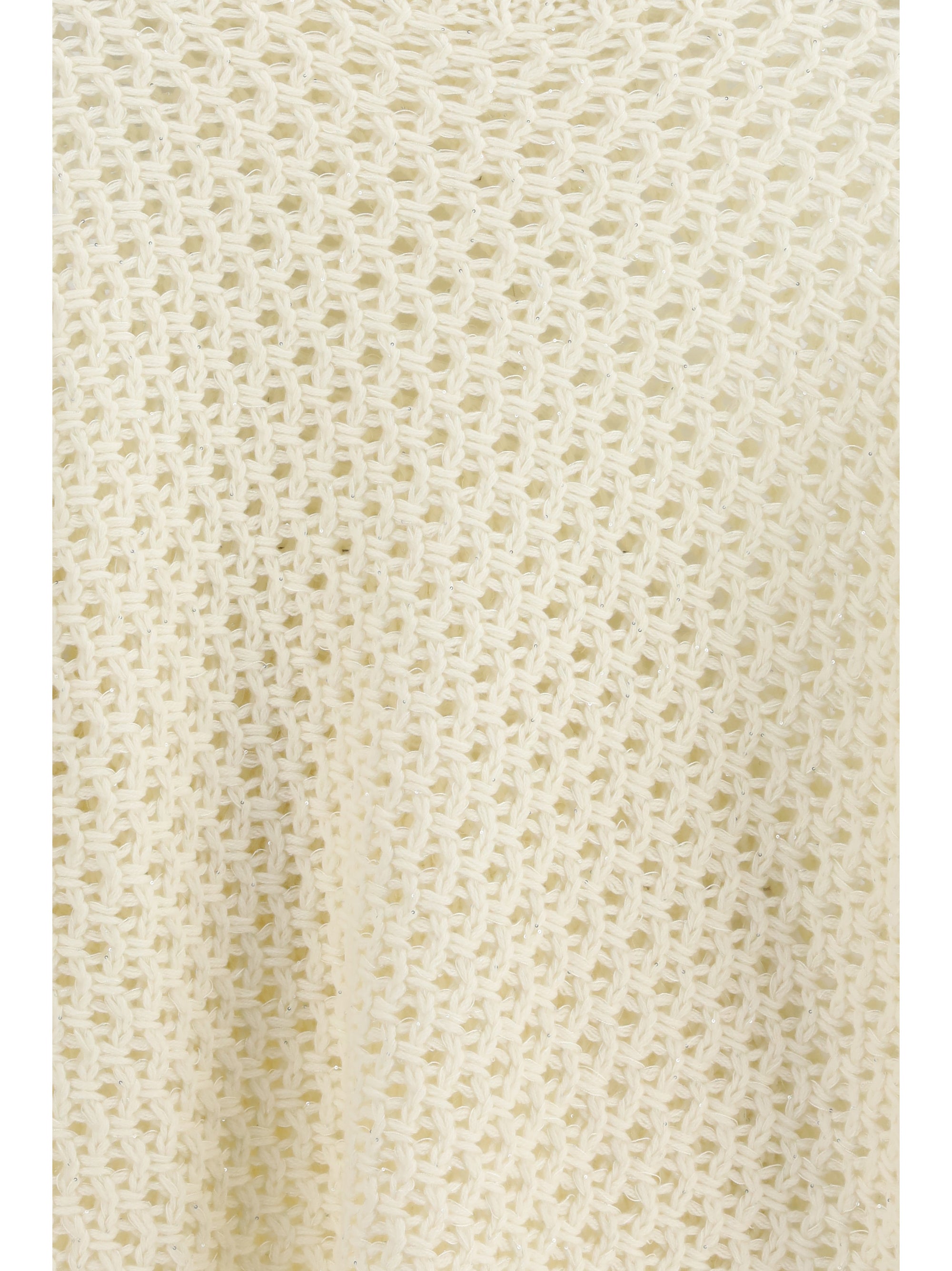 Platinum Yarn With Micro Sequins Sweater — Beige
