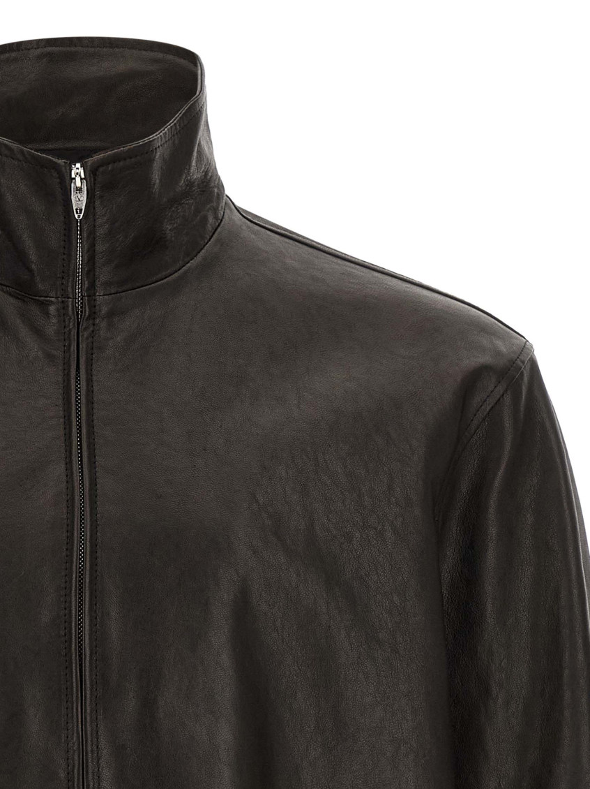 Black Solid Leather Jacket