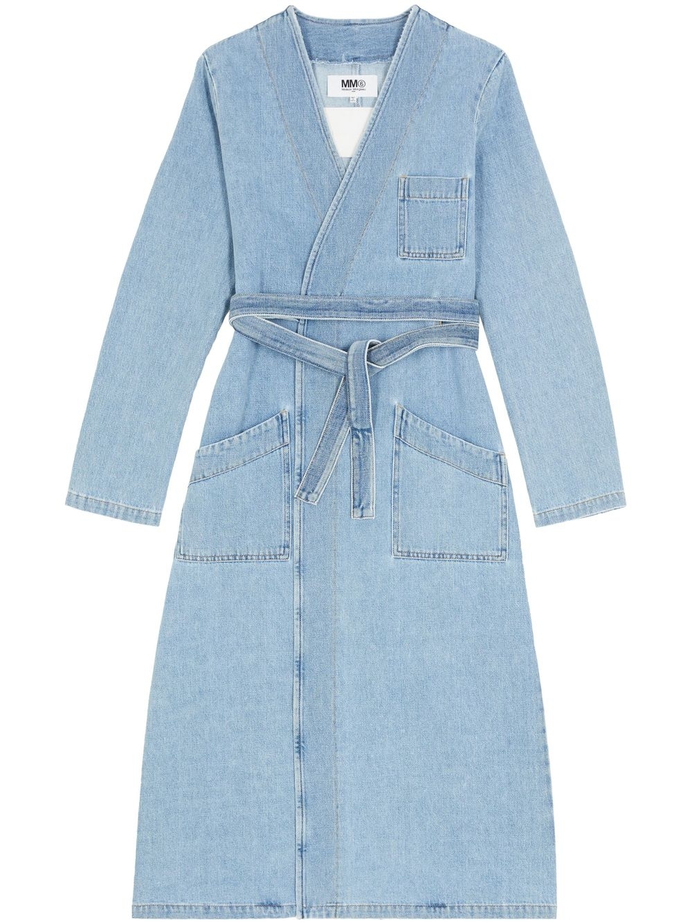 Denim belted trench coat - Blue