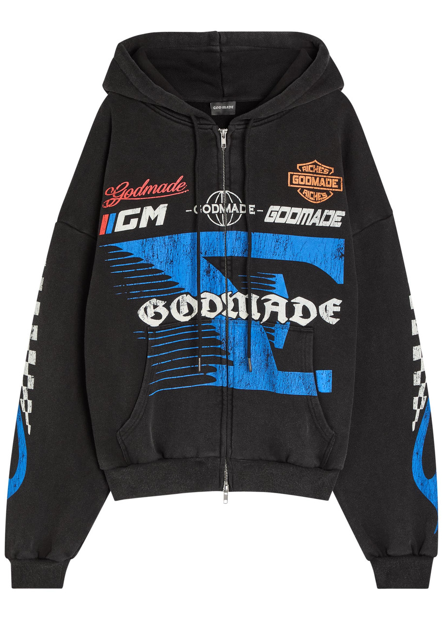 7 Speed Printed Hooded Cotton Sweatshirt