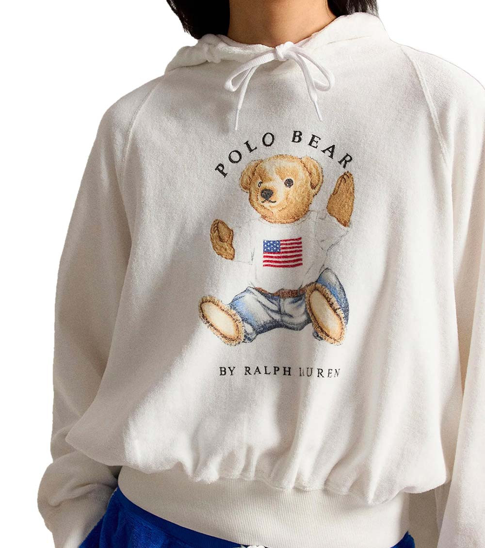 White Graphic Hood Sweatshirt